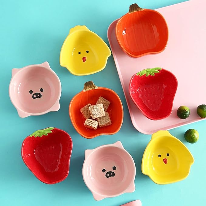 HEXEH Salad Plate Exquisite Fruit Shape Snack Dish Ceramic Soy Sauce Dipping Bowls Side Dishes for Snack Sushi Fruit Appetizer Dessert 2pcs Plastic Plate (Color : A)