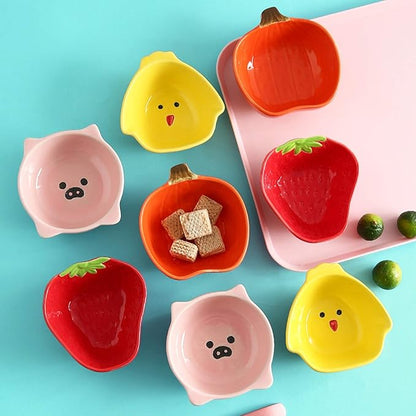 HEXEH Salad Plate Exquisite Fruit Shape Snack Dish Ceramic Soy Sauce Dipping Bowls Side Dishes for Snack Sushi Fruit Appetizer Dessert 2pcs Plastic Plate (Color : A)