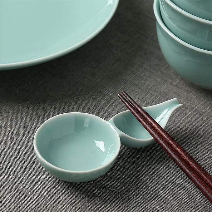 Sauce Dish Gourd shaped Multipurpose Ceramic Sauce Dish Seasoning Dishes Sushi Dipping Bowl Appetizer Plates Serving Dish Saucers Bowl (2 Compartment) Dipping Bowls