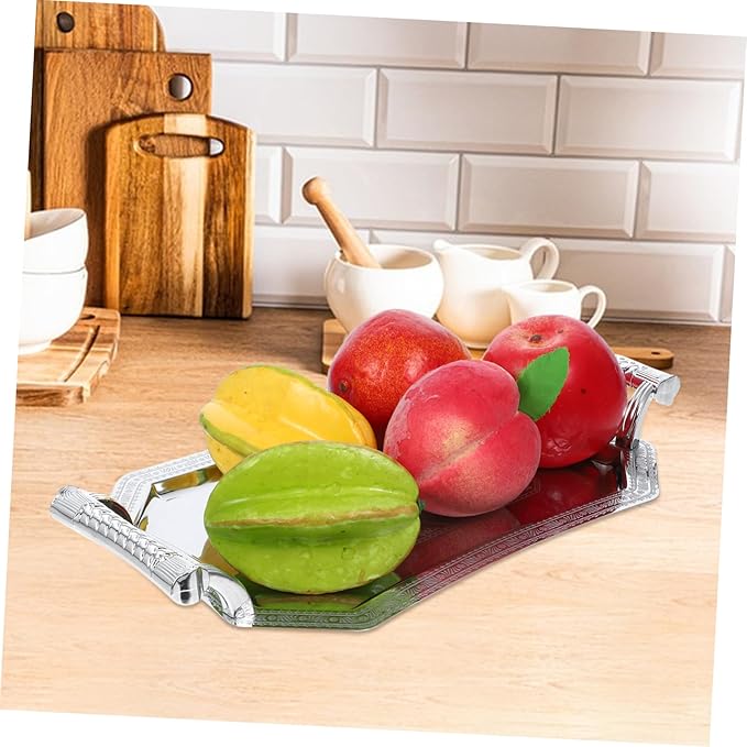 Stainless Steel Serving Tray for Tea and Snacks Elegant European for Home Dining and Decorative Use