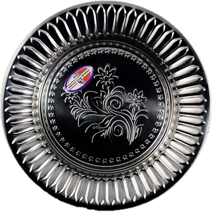 14" Silver Round Stainless Round Serving Tray 36CM
