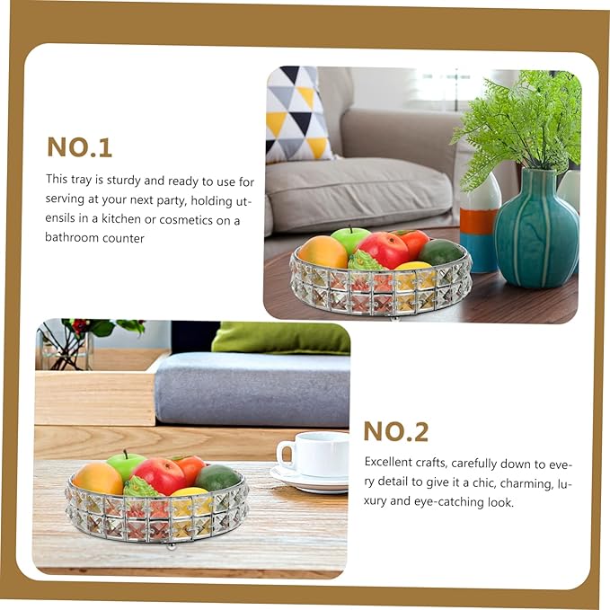 Decorative Tray Round Serving Tray Mirror for Home Decorative Round Platter Silver