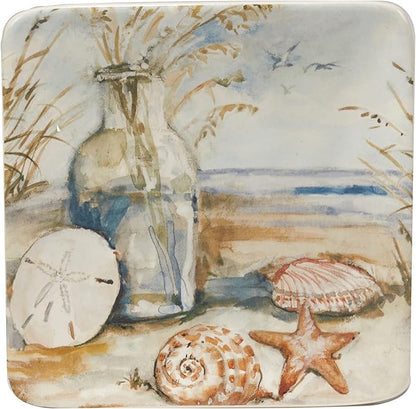 Certified International Coastal Landscape 6" Canape/Luncheon/Appetiser Plates, Assorted Designs, Multicolor, Medium, Set of 4