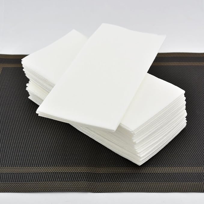 Gmark Linen-Feel Guest Towels – Premium Cloth-Like Paper Hand Napkins, Disposable White Guest Towel (50PCS/ROW, Total 200PCS) for Kitchen, Bathroom, Weddings or Events GM1059