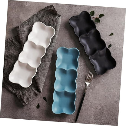 Ciieeo Nordic Style Ceramic Appetizer Serving Tray Plates for Dips and Condiments Sturdy Practical Design for Everyday Use and Gatherings White