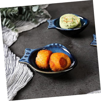 2Pcs Ceramic Seasoning Dishes Multifunctional Small Plates for Flavor and Sauce Condiment Dishes for Appetizers and Side Elegant Tableware