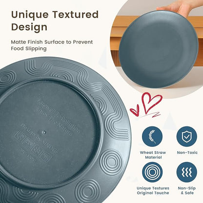 Homienly Premium 40 PCS Wheat Straw Dinnerware Set - Dinner Plates, Cereal Bowls, Unbreakable Cups Set, Microwave and Dishwasher Safe Dishes Set, Reusable Lightweight Dish Sets for Kitchen(Black Grey)