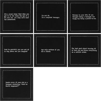 Five Star Funny 40th Birthday Quotes | Black Cotton Cocktail Napkins | 50 Luxury Disposable Beverage Napkins with Witty Bar Quotes | Drink Napkins for Parties, Bars, Weddings & Game Nights