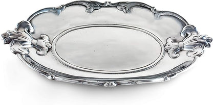Arthur Court Aluminum Fleur-De-Lis Oval Tray, 13 x 8 inch - Elegant Emblem Design, Versatile for Any Occasion, Freezer & Oven Safe