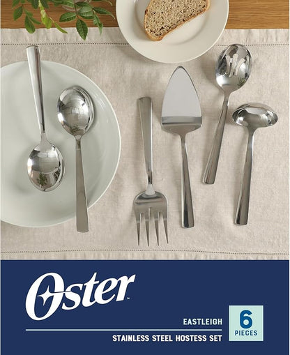 Oster Eastleigh 6-Piece Stainless Steel Hostess Set, Flatware Serving Utensil Set for Parties and Dinners, Rust-Resistant, Dishwasher Safe