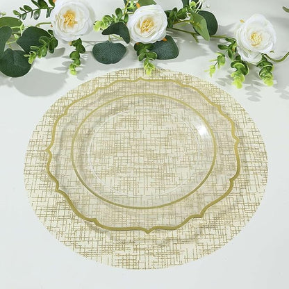 20 Pack 13" Gold Glitter Mesh Placemats - Round Disposable Durable Perfect for Parties and Events