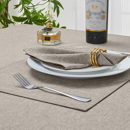 Rectangle Table Cloth Linen Farmhouse Stainproof Waterproof Washable Polyester Oblong Rectangular Fabric Table Cover for Kitchen Dining Dinner(Flaxen/60x84 Inch)