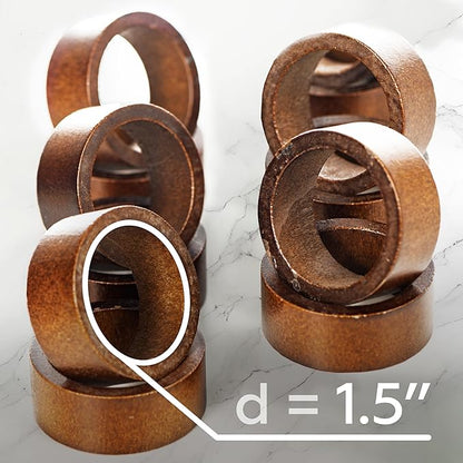 12-Pack Wooden Napkin Rings, Hemlock Wood Table Napkin Holder, Handcrafted Decorative Napkin Rings for Weddings, Banquets, Family Dinners, and Formal Table Settings