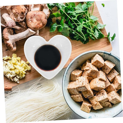 Ciieeo 4pcs Heart Dish Plate Ceramic Sauce Dipping Bowl Heart-shaped Sauce Dish Plate Seasoning White Serving Platter for Condiments Desserts Appetizers Practical Seasoning Ceramic