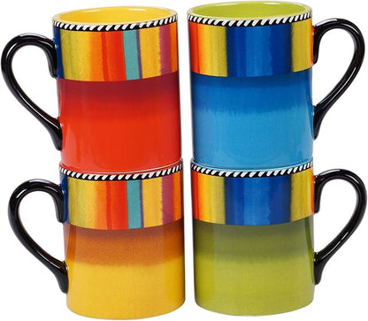 Sierra 16-Piece Ceramic Dinnerware Set: Service for 4, Includes Dinner Plates, Salad Plates, Mugs, and Ice Cream Bowls - Great for Everyday Meals, Entertaining, and Vibrant Table Settings