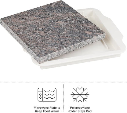 Food Warmer Plate - Microwavable 9-Inch Marble Hot Plate Keeps Food Warm Longer - Great for Parties, Family Gatherings, and Holidays