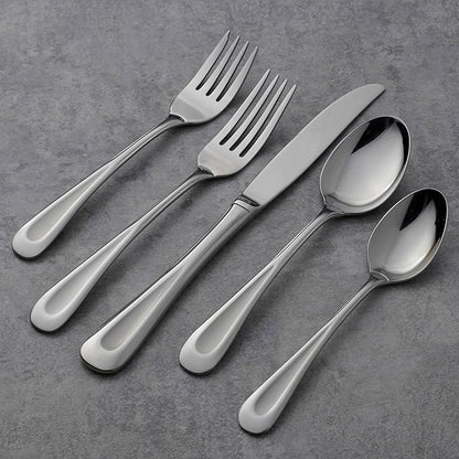 Oneida Silverware Set For 8, Satin Sand Dune 45-Piece Everyday Flatware Set with Serving Utensils, Service For 8, 18/0 Stainless Steel Silverware, Knives Spoons and Forks (Silver, 45 Piece)