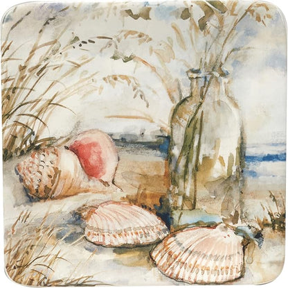 Certified International Coastal Landscape 6" Canape/Luncheon/Appetiser Plates, Assorted Designs, Multicolor, Medium, Set of 4