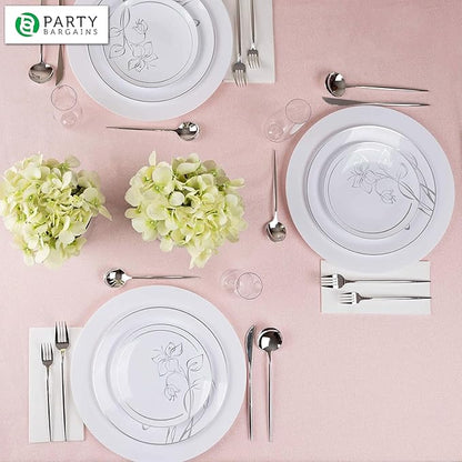 PARTY BARGAINS 13-Inch Charger Plates - 8 Pack, White, Heavy-Duty Disposable Chargers for Elegant Dining - Ideal for Weddings and Formal Events