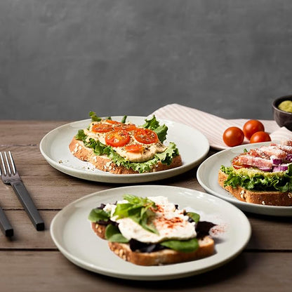 ONEderful 11 Inch Melamine Dinner Plates Set of 4 - White Modern Flat Plates, Durable & Lightweight Catering Dishes for Christmas, Parties, Picnics, Holidays, Dishwasher Safe (White)
