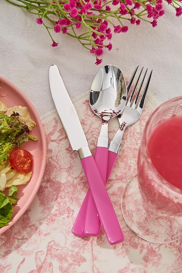 ANNOVA Silverware Set Stainless Steel Colorful Tableware Kitchen Flatware Set Utensils, Includes Dinner Knives, Forks, Spoons, Salad Forks & Dessert Spoons (Pink, 20 Pieces)