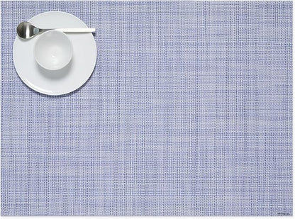 Chilewich Mini Basketweave Placemats in Periwinkle - Set of 4 - Easy Care Woven Tabletop Textiles - Indoor/Outdoor - 19" x 14" Rectangle