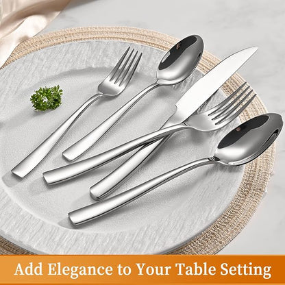 20-Piece Silverware Set, Heavy Duty Stainless Steel Flatware Cutlery Set Service for 4, Food-Grade Utensil Sets for Home Restaurant, Dishwasher Safe