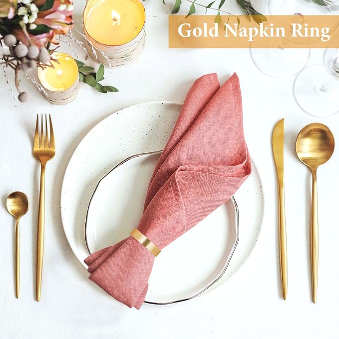 Gold Napkin Rings Set of 10, Semicircle Metal Napkin Holder Buckles Stainless Steel Napkin Rings Serviette Buckles Thanksgiving Christmas Napkin Rings for Wedding, Dinner Party, Table Decorations