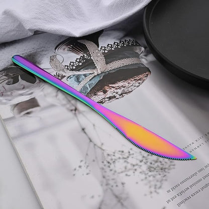 30 Pieces Silverware Set, Rainbow-Flatware Cutlery Set Service for 6, 18/8 Stainless Steel Tableware Eating Utensils for Home/Hotel/Restaurant, Mirror Polished, Dishwasher Safe