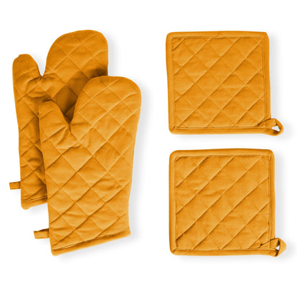 4 Piece Set 2 Oven Mitts & 2 Potholders (4 Count)