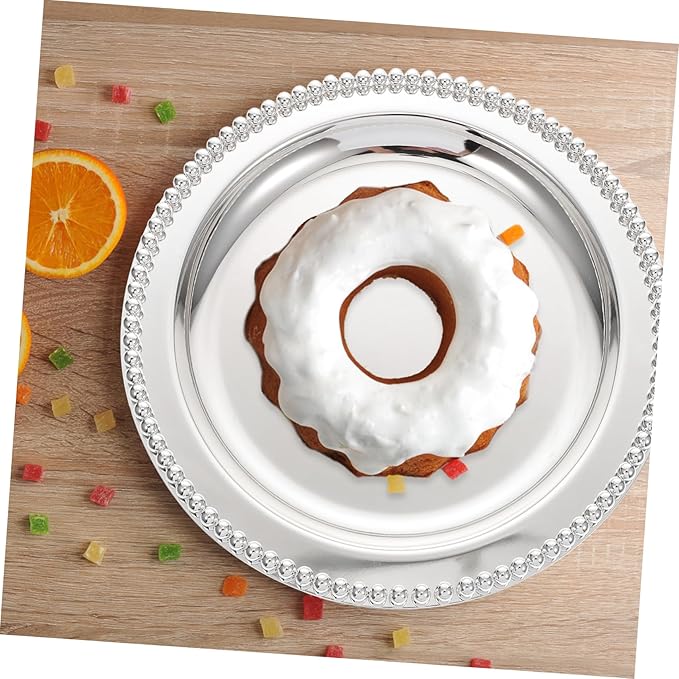 Metal Serving Tray for Snacks and Desserts Elegant Fruit and Candy Plate for Home Entertaining and Lightweight Decorative Kitchen Accessory Silver Finish