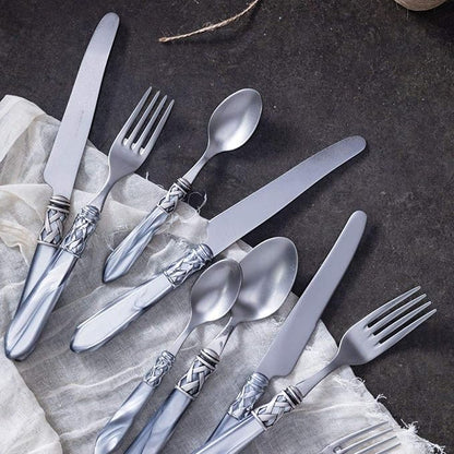 Vietri Aladdin Antique Flatware Place Set, Light Gray