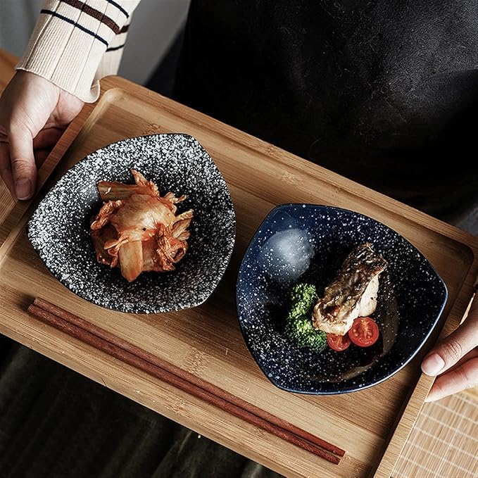 Sauce Dish Creative Triangle Snack Plate Dessert Salad Snack Plate Restaurant Fruit Bowl Ceramic Appetizer Plate Snack Plate(3)