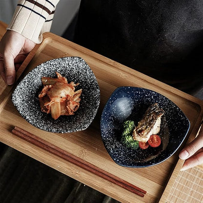 Sauce Dish Creative Triangle Snack Plate Dessert Salad Snack Plate Restaurant Fruit Bowl Ceramic Appetizer Plate Snack Plate(3)