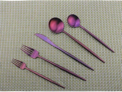 Flatware Set for 4, Luxury 20 Pieces Purple Plated Copper Color 18/10 Stainless Steel Silverware Flatware Sets Spoons Knives and Forks Set, Service for 4