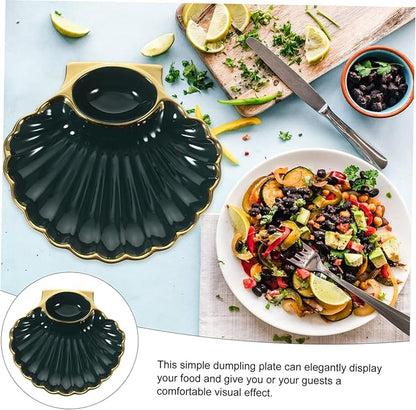 1Pc Dumpling Dish with Sauce Creative Shell Shaped Appetizer Plate for Dipping Sauces for Serving Dumplings French Fries Sushi Home and Restaurant Use