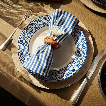 Caskata Newport Garden Gate Dinner Plates Set of 4 | High-Design Lead-Free Porcelain Dinnerware Plate Set | Blue Dinnerware Set | Entertaining Everyday Thanksgiving Wedding or Birthday Gifts | 10.75"