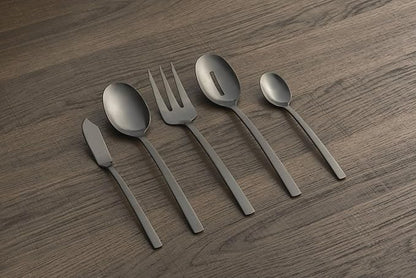 Cambridge 286645CKW13DS Beacon Black Satin 45-Piece Flatware Set