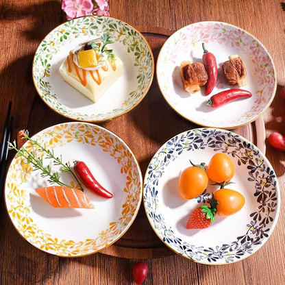 Ceramic Appetizer Plates, 5.6 Inch Round, Small Dessert Plates for Snacks, Set of 4