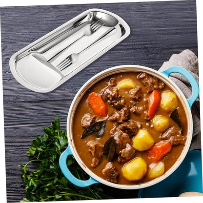 IMIKEYA 1pc Stainless Steel Serving Tray for Ladles and Utensils Multi-functional Tableware for Catering Buffets and Family Reunions Easy to Clean and Reusable Design