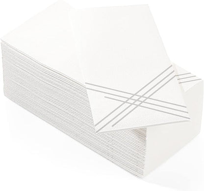 50 Pack Linen Feel Guest Paper Hand Towels | Disposable Super Absorbent Airlaid Paper Towels For Bathroom, Party, Weddings, Or Events | 12 x 17 Inches 1/6 Folded Decorative Design