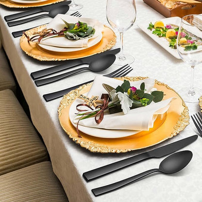 Herogo 20-Piece Matte Black Silverware Set for 4, Stainless Steel Square Flatware Cutlery Set, Tableware Eating Utensils Include Knife Spoon Fork, Satin Finish, Dishwasher Safe