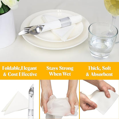 AMERICAN HOMESTEAD Paper Napkins - Yellow Disposable Linen-Like Dinner Napkins - Restaurant-Quality Table Serviettes for Weddings, Parties, and Events - 15.75" x 15.75" - 50 Count