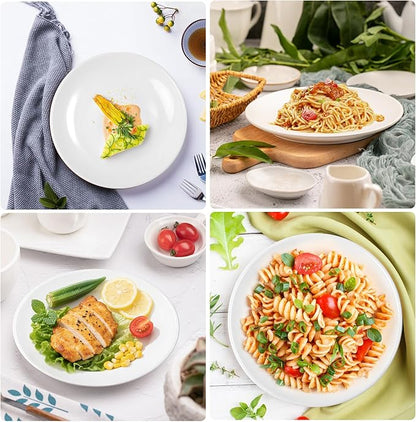 White Dinner Plates Set of 6, 8 Inch Ceramic Salad Plates,Ceramic Appetizer Plate,White Dessert Plate for Appetizers Salad Snacks, Microwave & Dishwasher Safe