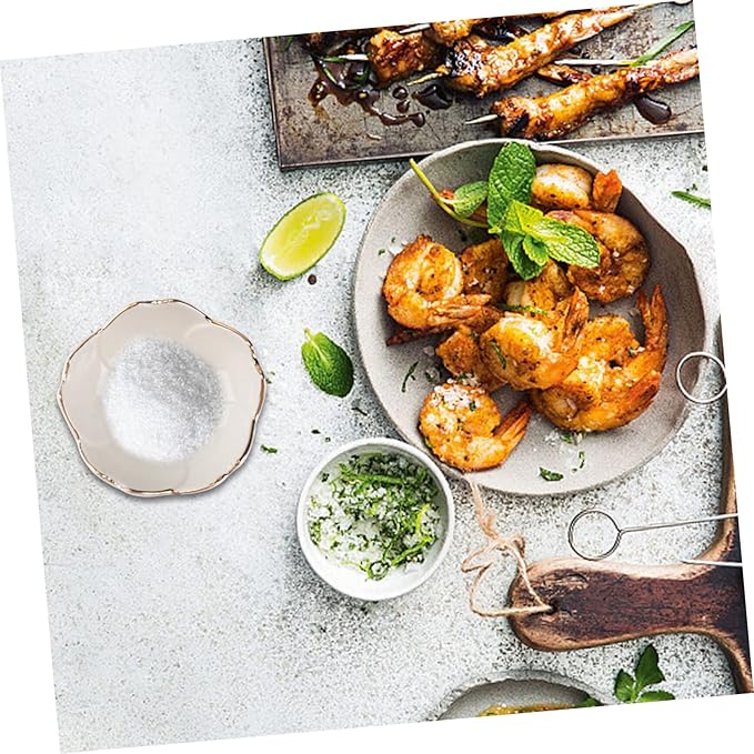 Appetizer Plates Ceramic Serving Tray Round 2pcs Pinch Bowls Seasonings Bowls Dipping Seasoning Dishes Ceramic Dipping Plates Condiment Plate Vinegar Bowl Soybean Set Chip Jars (White 7X7X2.8cm)
