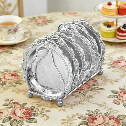 Vintage Serving Tray, Stainless Steel Fruit Plate, 14x10 Inch Metal Decorative Platter, Elegant Table Tray with Classic Design, Kitchen Dining for Home and Apartment, Buffet for Party and Wedding