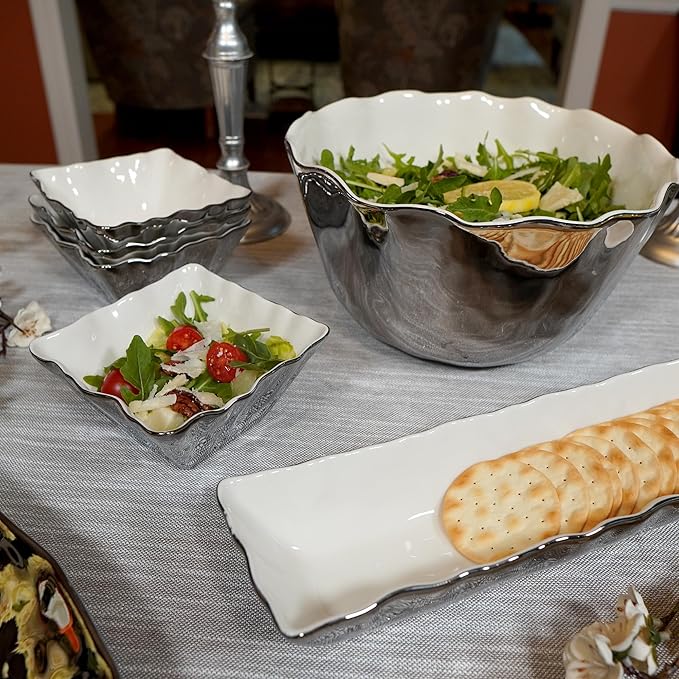 Certified International Cracker Tray, 13-Length, Silver Coast