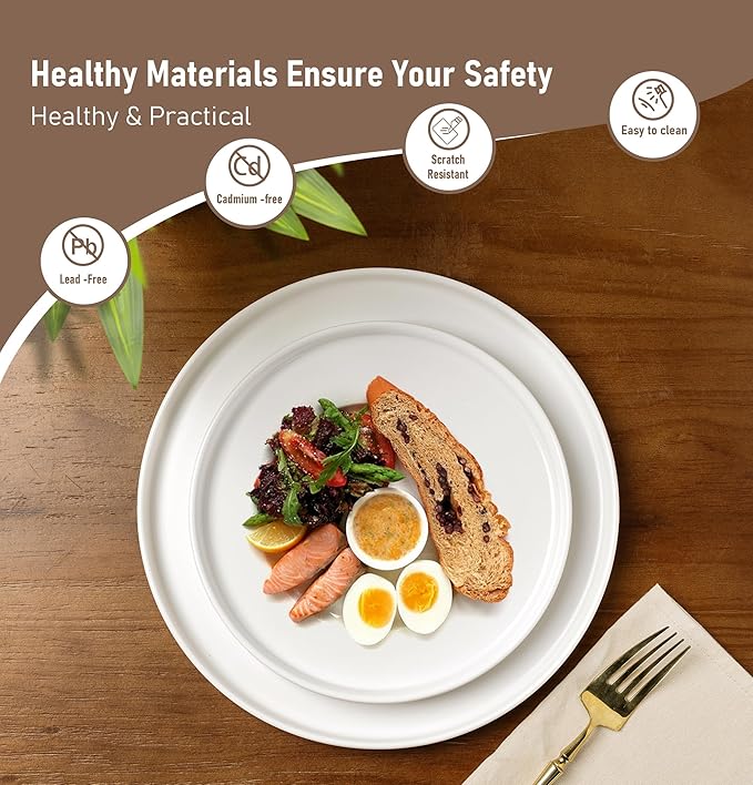 GBHOME Ceramic Dinnerware Sets of 4,Stoneware Plates and Bowls Sets,Chip and Crack Resistant | Dishwasher & Microwave Safe Dishes Set,Scratch Resistant- Service for 4 (12pc)-Matte White