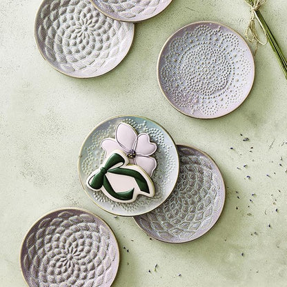 Santa Barbara Design Studio Appetizer Plate Set - 6" Stamped Ceramic Dessert Plates, 4-Count, Lilac