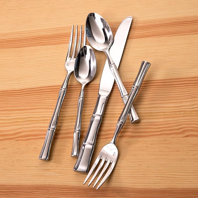 FORTESSA Royal Pacific 18/10 Stainless Steel Flatware, 5 Piece Place Setting With Table Knife, Forks and Spoons (Service For 1), Dishwasher Safe, Polished